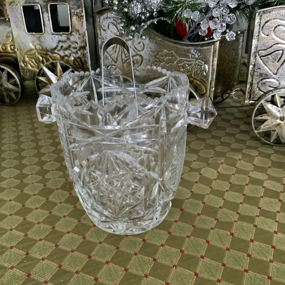 Crystal small ice bucket with tongs